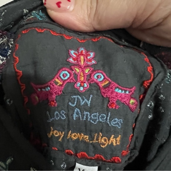 Johnny Was JW LA Gray Floral Embroidered Boho Peasant Dress - Picture 7 of 11